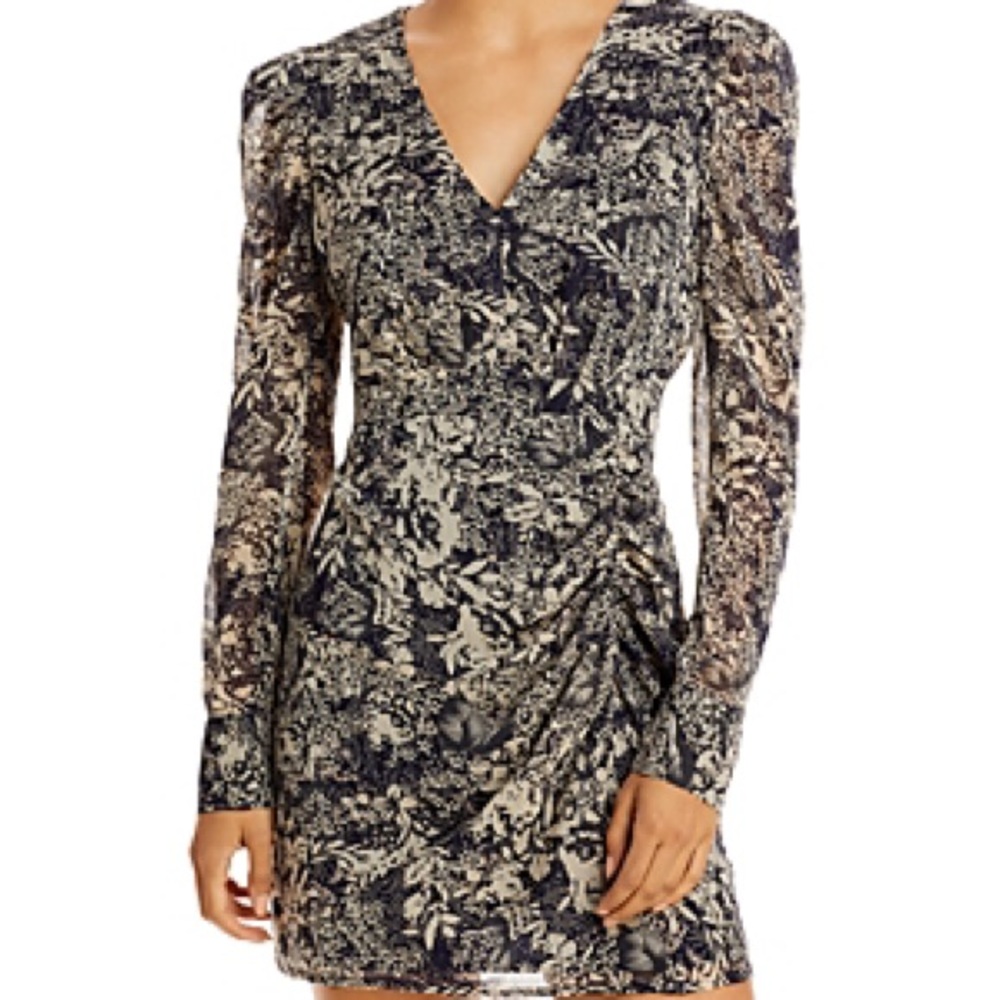 NWT FLORAL V NECK MINI DRESS IN NAVY/IVORY